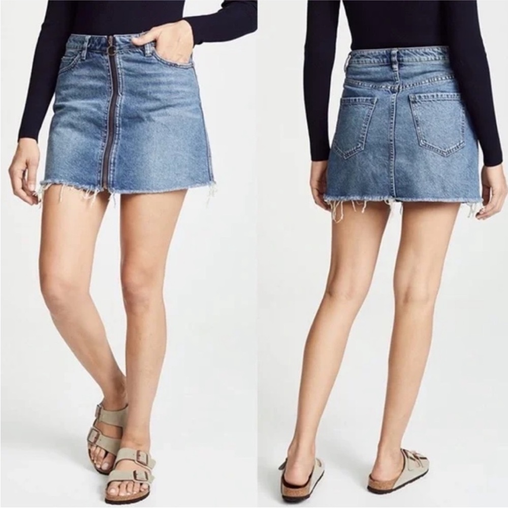 We The Free Light Blue Denim Mini Skirt